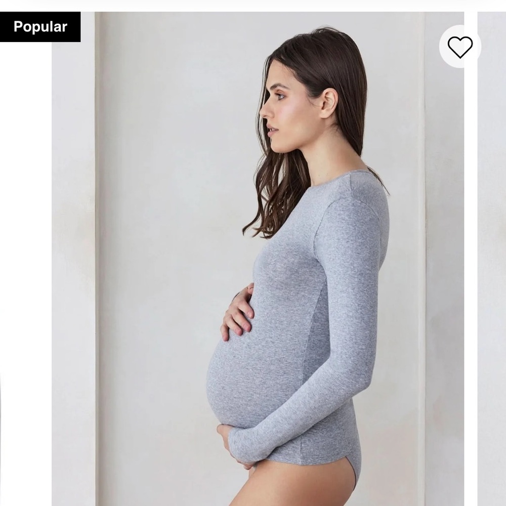 Maternity Long Sleeve Nursing Tee - Light Gray